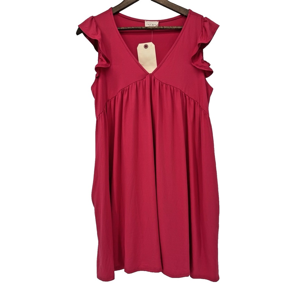 143 Story M‎ Pink Short ruffle sleeve NWT V-neck soft stretch cottagecore